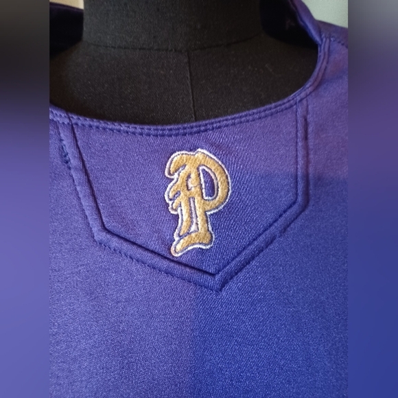 A Puyallup Vikings Baseball Purple Rawlings Fleece Pullover Shirt - Picture 6 of 9